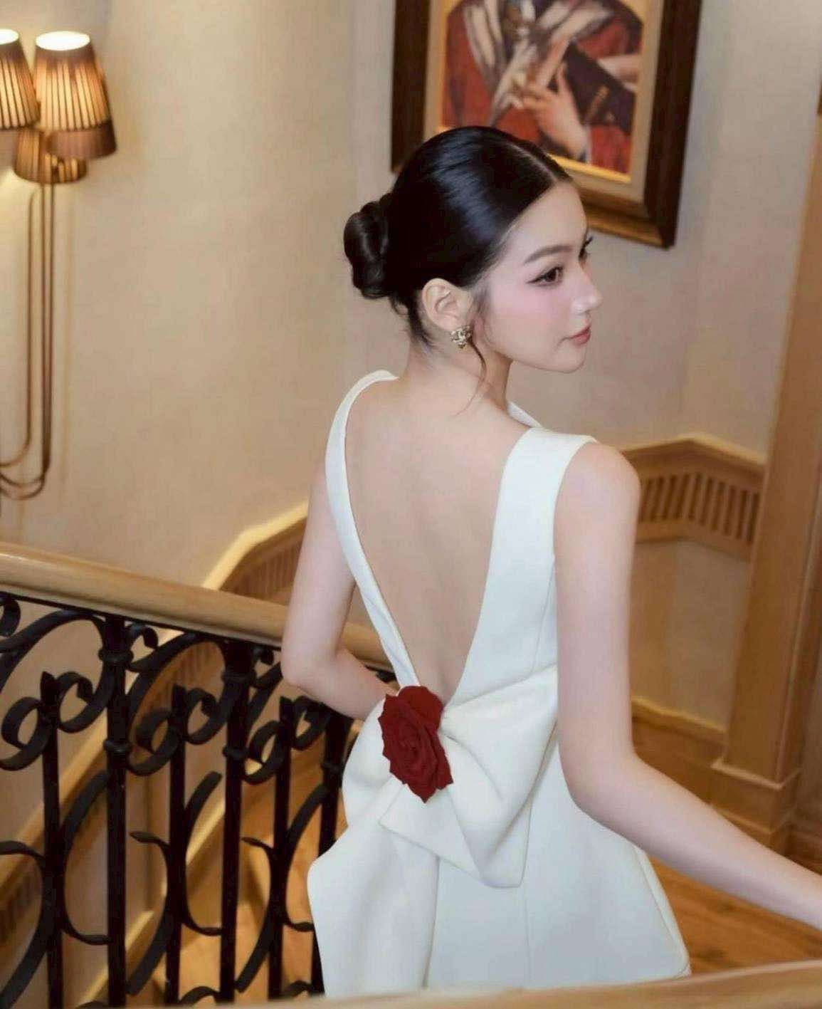 White Rose Bow Dress